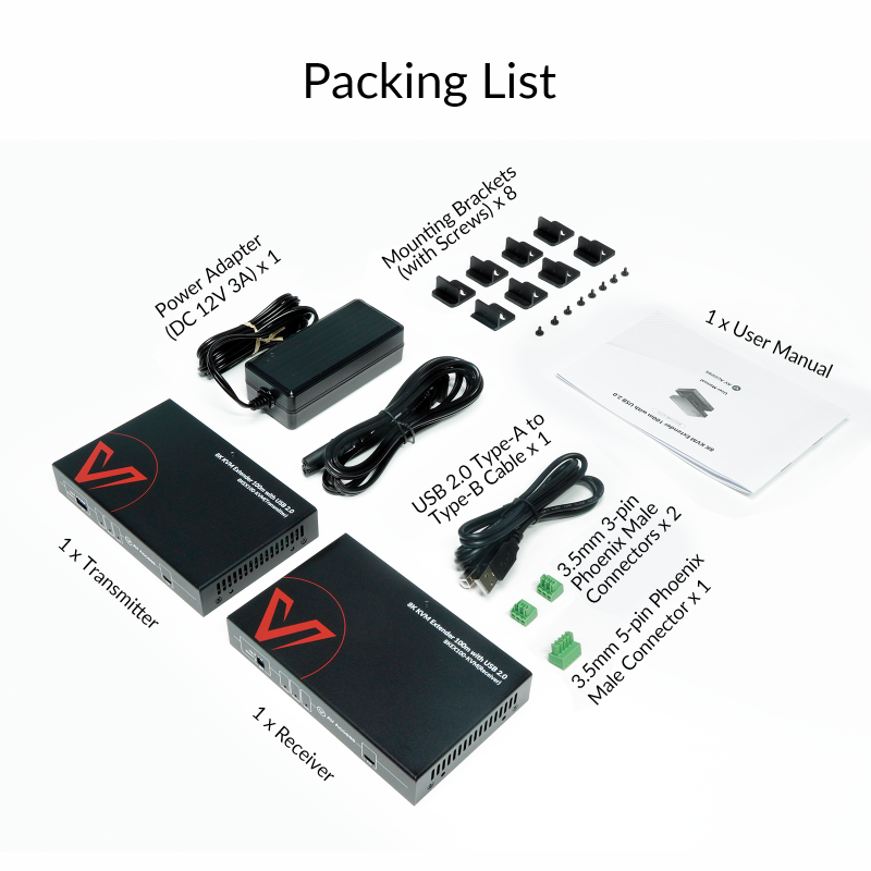 Zero-Latency 8K HDMI KVM-Extender Set, HDMI 2.1 & HDCP 2.3, 4x USB 2.0, 100m, AV Access 8KEX100-KVM